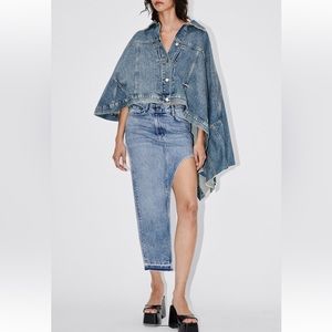 NWOT ZARA WOMAN ASYMMETRIC DENIM CAPE